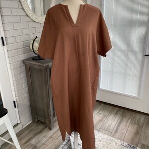 United Arrows Green Label Relaxing Brown Shift Dress Japanese Lagenlook Minimal